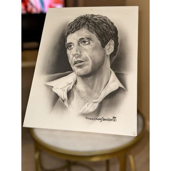 Signed Allan Davidson Celebrity Artist Print - Scarface Tony Montana 12” x 16” - Picture 7 of 9